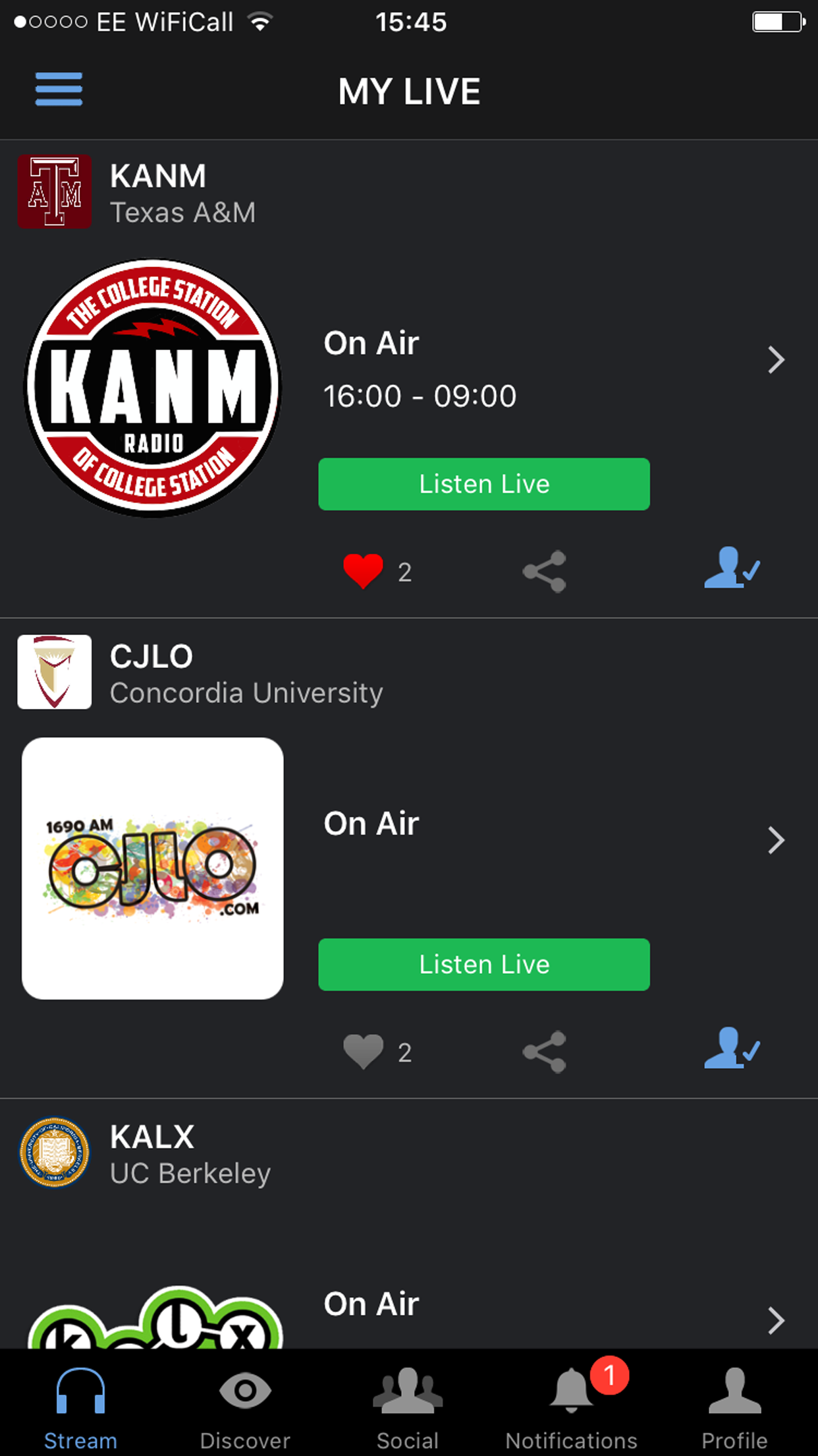 AudioDorm Feed Screen